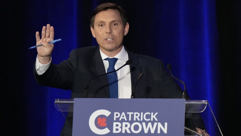 Conservative leadership hopeful Patrick Brown takes part in the Conservative Party of Canada French-language leadership debate in Laval, Que., Wednesday, May 25, 2022. Brown's leadership campaign is the latest to raise concerns about what it calls "misleading" emails sent to party members by his main rival. THE CANADIAN PRESS/Ryan Remiorz