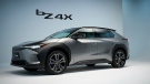 Toyota's bZ4X vehicle is shown during an online presentation. (Toyota Motor Corp. via AP)