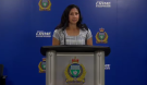 Staff Sargent Maria Koniuk gave details at a news conference Friday about 'Project Bluff', a three-year investigation into human trafficking.