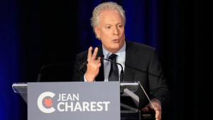 Conservative leadership hopeful Jean Charest takes part in the Conservative Party of Canada French-language leadership debate in Laval, Quebec on Wednesday, May 25, 2022. THE CANADIAN PRESS/Ryan Remiorz