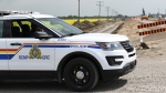 An RCMP vehicle is seen stopped in a construction zone in this file photo. (Courtesy Saskatchewan RCMP)
