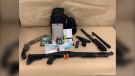 Lethbridge police display the items seized by officers on June 23, 2022. (Lethbridge Police Service)
