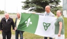 Every year on June 24, the Franco-Ontarian flag is raised at a new location in Greater Sudbury. This year the chosen spot was at a local fire hall. (Molly Frommer/CTV News)