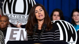 Sonia Ossorio, president of the New York chapter of the National Organization For Women, speaks in favor of Gov. Andrew Cuomo's legislation to raise the age of consent to marry from age 14 to 18-years-old during a news conference at the Capitol on Wednesday, March 22, 2017, in Albany, N.Y. (AP Photo/Hans Pennink)