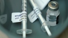 Syringes with Pfizer COVID-19 vaccine shots for children aged 6 months to 4 years old are shown, Tuesday, June 21, 2022, at a University of Washington Medical Center clinic in Seattle. (AP Photo/Ted S. Warren)