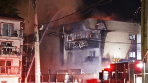 Images from the scene show smoke, flame and significant damage to the three-storey building. (CTV)