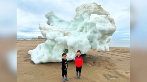 My boys and the Churchill ice flow. Photo by Jean-Claude Duval.