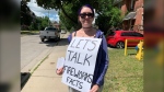 Becca Amendola has made repeated calls for a ban on fireworks in London, Ont., June 27, 2022. (Bryan Bicknell/CTV News London)