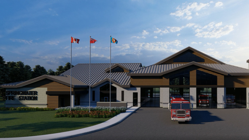 An artist's rendering of what the new Fire Station 2 in Midhurst could look like. (SUBMITTED BY SPRINGWATER TWP)