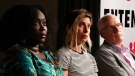 The Ottawa Peoples Commission holds a press conference to announce Debbie Owusu-Akyeeah, a long-time social justice advocate and executive director of the Canadian Centre for Gender and Sexual Diversity, left to right, Leilani Farha, a lawyer and global director of The Shift, and Alex Neve, a human rights lawyer and educator and the former secretary general of Amnesty International Canada as the 3 commissioners in Ottawa on Monday, June 27, 2022, who will report on the convoy occupation in early 2022. (Sean Kilpatrick/THE CANADIAN PRESS)