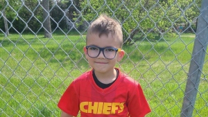 Seven-year-old Benjamin Dufour was struck and severely injured by an impaired driver on June 21, 2022. He is currently being treated at the Jim Pattison Children's Hospital in Saskatoon. (Courtesy: Luanne and Joey Synk/GoFundMe)