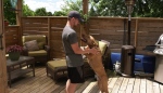 Austin Flegel was reunited with Jaxx on June 25, 2022 after a friend notified the family that the dog had been spotted on a property on Colonel Talbot Road in south London. (Gerry Dewan/CTV News London)