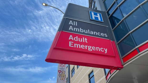 The Health Sciences Centre in Winnipeg is pictured on June 27, 2022. Manitoba's largest hospital has confirmed paramedics will be supplementing emergency department staffing due to an ongoing nursing shortage. (CTV News Photo Michelle Gerwing)