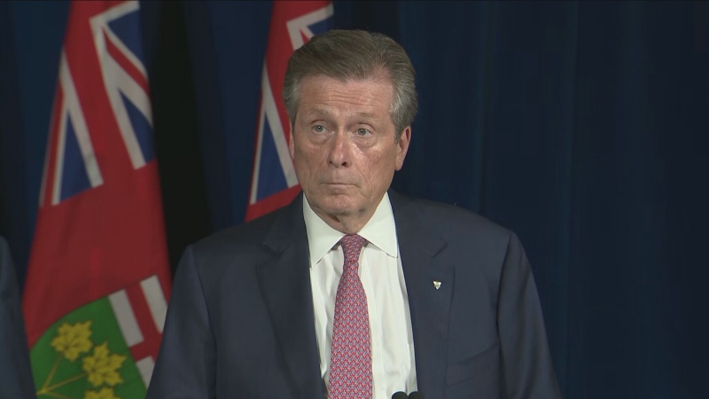 Toronto Mayor John Tory speaks to reporters Monday afternoon after meeting with Premier Doug Ford for the first time since his re-election earlier this month.