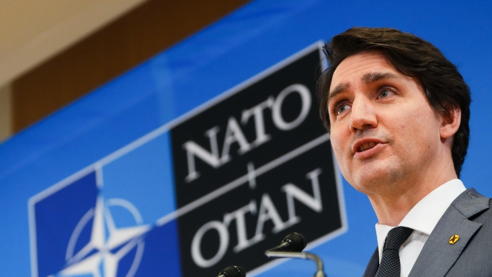 PM Trudeau at NATO HQ in March, 2022