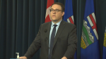 Alberta Finance Minister Jason Nixon announced a $3.9-billion surplus for the 2021-22 fiscal year.