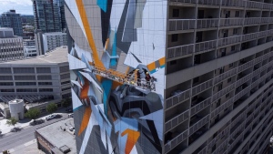 German graffiti artist Mirko Reisser, known as DAIM, has painted the world's tallest mural in Calgary. (Facebook/@yycbump)