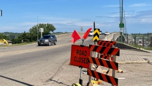 Construction to the Daly Overpass in Brandon is pictured on June 29, 2022. (Source: Cody Carter/ CTV News Winnipeg)