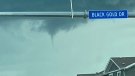 A funnel cloud spotted near Leduc, Alta., on June 29, 2022 (Source: Twitter/@David3195892).