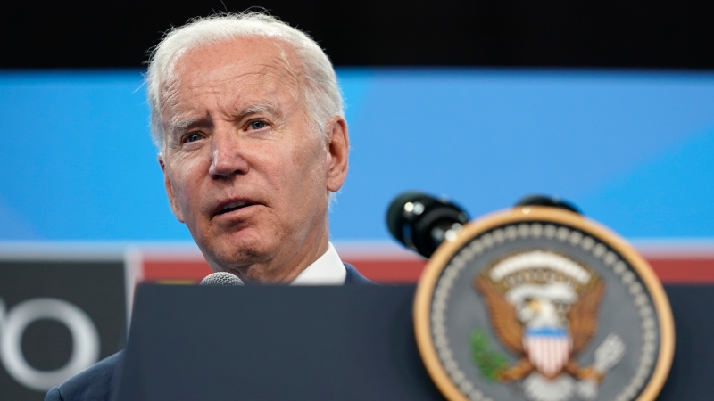 U.S. President Joe Biden speaks during a news conference on the final day of the NATO summit in Madrid, Thursday, June 30, 2022. (AP Photo/Susan Walsh)