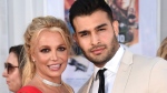 Britney Spears and Sam Asghari at a Los Angeles premiere, on July 22, 2019. (Jordan Strauss / Invision / AP, File) 