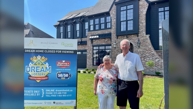 Sharon and Brian Moore were announced as the winners of the Grand Prize winners of the Dream Lottery supporting London's hospitals on June 30, 2022. (Sean Irvine/CTV News London)