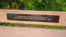 A dedication bench is seen in Stanley Park's Lost Lagoon in a photo posted on Facebook.