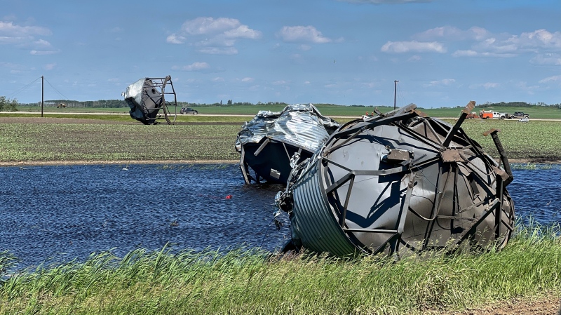 Some farms around Foam Lake were damaged by the tornado that touched down in the area Wednesday evening. (Brady Lang/CTV News)
