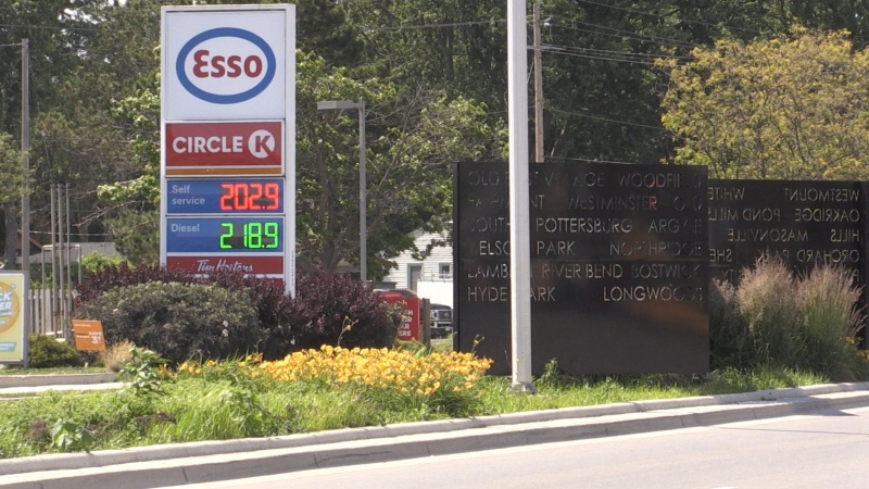 Gas prices on Wellington Road in London, Ont. on Thursday, June 30, 2022 (Daryl Newcombe/CTV News Windsor)