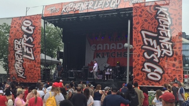 The stage is set for Kitchener's first big Canada Day celebration in two years. (July 1, 2022)
