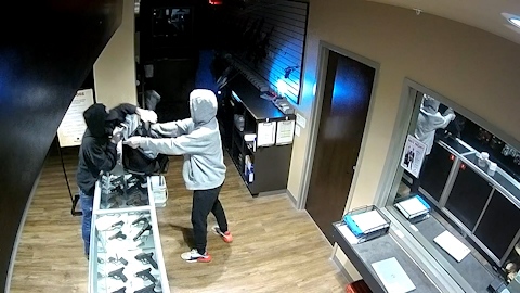 Surveillance footage caught five men breaking into a weapons store in Omaha, Neb., on June 30, and stealing 15 firearms.