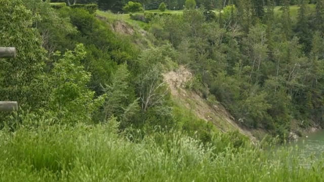 The embankment a man fell down in Calgary's southwest on Saturday, July 2, 2022 (CTV News Calgary).