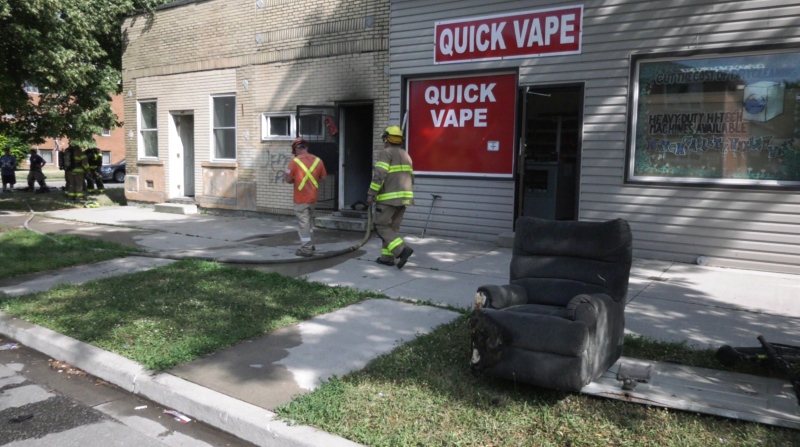 Fire at 1133 Erie Street East on Saturday, July 2, 2022 (Rich Garton/CTV News)