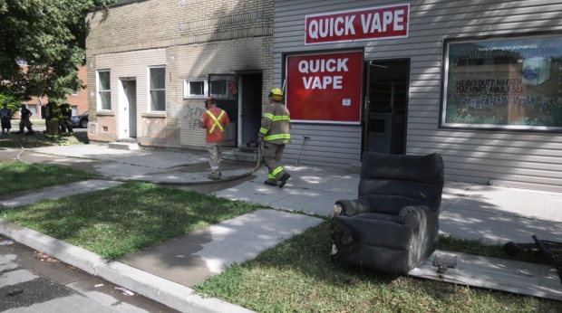 Fire at 1133 Erie Street East on Saturday, July 2, 2022. (Rich Garton/CTV News)