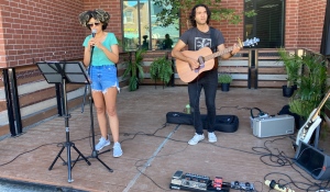 YES Theatre artists perform on the new outdoor stage in front of Sudbury’s YMCA. (Alana Everson/CTV News Northern Ontario)
