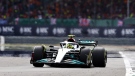 Lewis Hamilton driving his Mercedes car during the British Grand Prix. (Clive Rose/Getty Images)