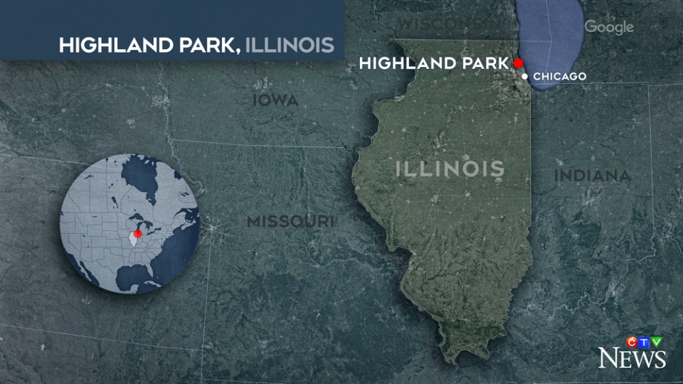 Map showing Highland Park, Illinois (CTV News)