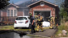 Fire damages two homes in Barrie, Ont. on Sun., July 3, 2022 (Chris Garry/CTV News)