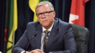 Saskatchewan Premier Brad Wall announces he is retiring from politics during a press conference at the Legislative Building in Regina on August 10, 2017. THE CANADIAN PRESS/Mark Taylor