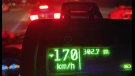 Calgary police shared this photo in a tweet about a teen caught speeding on Stoney Trail N.E. (Calgary Police Service)