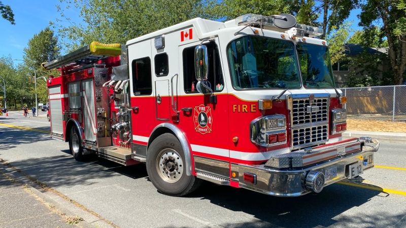 A Surrey, B.C., fire truck is pictured in 2021. (Jordan Jiang / CTV News Vancouver)