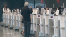 An Air Canada check-in area is shown at Montreal-Pierre Elliott Trudeau International Airport, Saturday, May 16, 2020, as the COVID-19 pandemic continues in Canada and around the world. THE CANADIAN PRESS/Graham Hughes