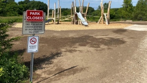 The new Drayton Rotary Park was vandalized over the weekend. (Screenshot: Twitter)