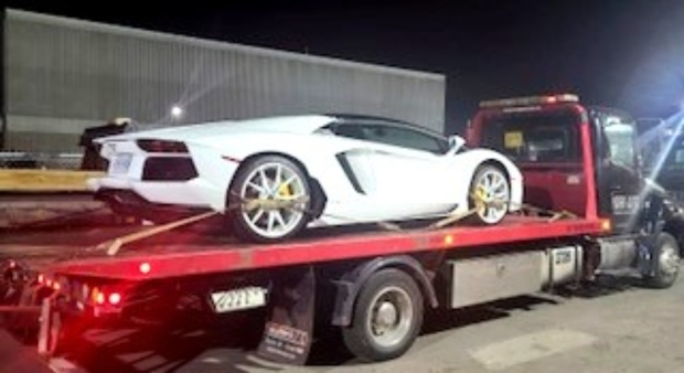 The driver of this Lamborghini Aventador is facing a stunt driving charge, police say. (York Regional Police)