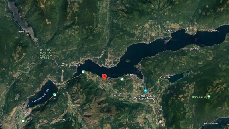 Sorrento, B.C., is seen in an image from Google Maps.