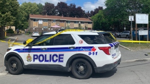 Ottawa police are investigating a shooting on Ritchie Street July 6, 2022. One person suffered life-threatening injuries. (Jackie Perez/CTV News Ottawa)