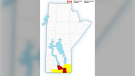 Southern Manitoba is under severe thunderstorm watches and warnings on July 6, 2022. (Source: Environment and Climate Change Canada)
