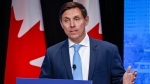 Patrick Brown gestures at the Conservative Party of Canada English leadership debate in Edmonton, Alta., Wednesday, May 11, 2022.THE CANADIAN PRESS/Jeff McIntosh