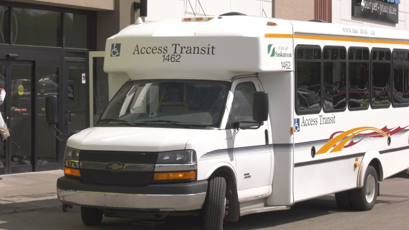 An Access Transit bus is pictured on July 6, 2022. (Miriam Valdes-Carletti/CTV Saskatoon)
