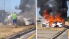 WARNING: Heroic car fire rescue on Ont. highway